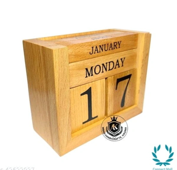 Mini Desk Calender  - LXH:11.5X9cm, Wood